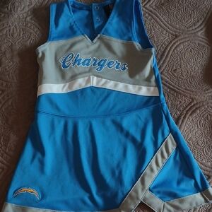 NFL Blue and White Sleeveless V-Neck Athletic Dress GO CHARGERS